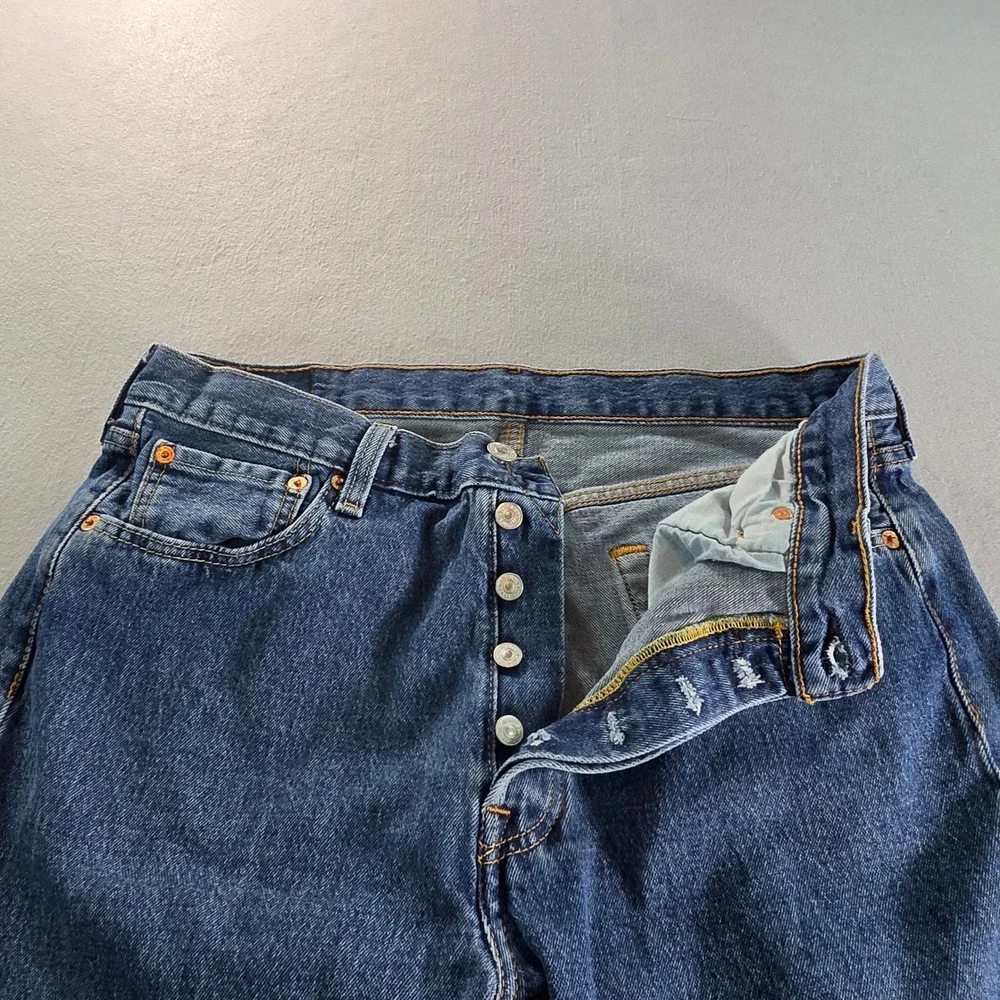 Levis 501 Original Fit Mens Blue Denim Straight Leg Button Fly Jeans 34x30